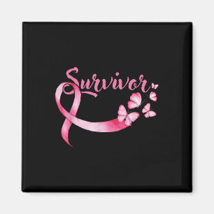 Breast Cancer Awareness Pink Butterflies Band Surv Magnet