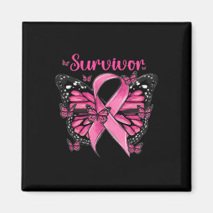 Breast Cancer Awareness Pink Butterflies Survivor Magnet