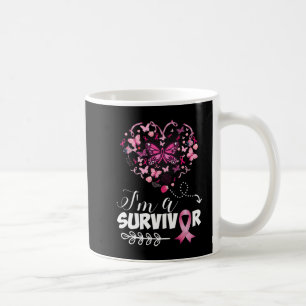 Breast Cancer Awareness Pink Butterfly Heart I'm A Coffee Mug