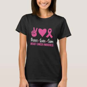 Breast Cancer Awareness Pink Peace Love Cure Faith T-Shirt