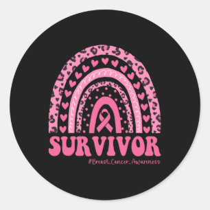 Breast Cancer Awareness Pink Rainbow Breast Cancer Classic Round Sticker