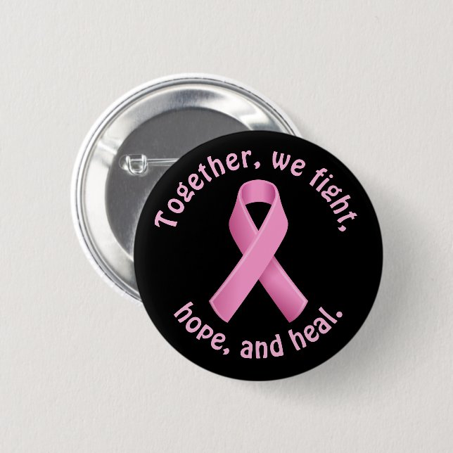 Breast Cancer Awareness Pink Ribbon 6 Cm Round Badge (Front & Back)