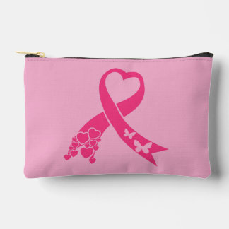 Breast Cancer Awareness Pink Ribbon Accessory Pouch