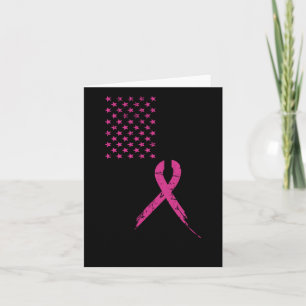 Breast Cancer Awareness Pink Ribbon American Flag Card