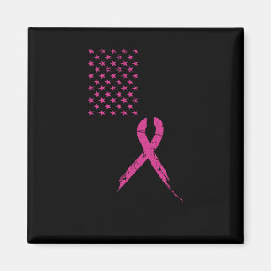Breast Cancer Awareness Pink Ribbon American Flag Magnet