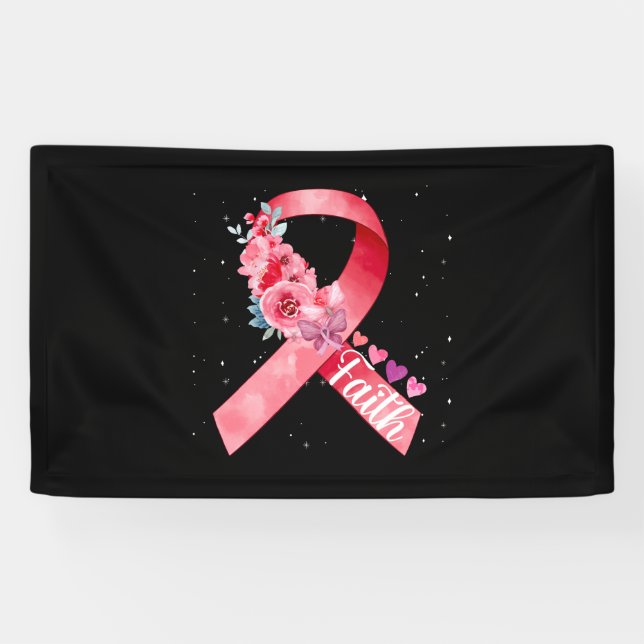 Breast Cancer Awareness Pink Ribbon Banner (Horizontal)