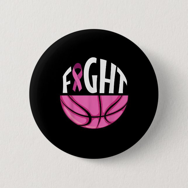 Breast Cancer Awareness Pink Ribbon Basketball Tea 6 Cm Round Badge (Front)