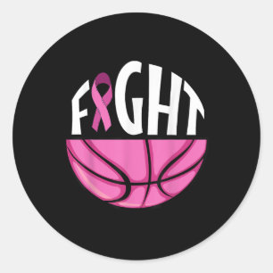 Breast Cancer Awareness Pink Ribbon Basketball Tea Classic Round Sticker