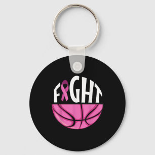Breast Cancer Awareness Pink Ribbon Basketball Tea Key Ring