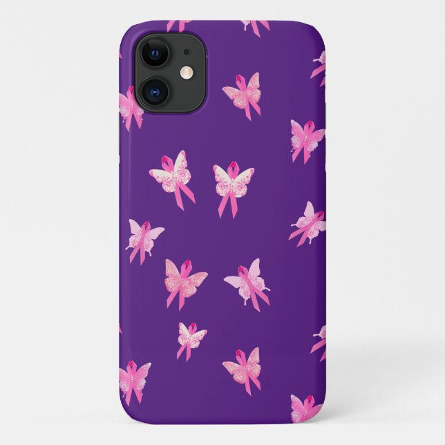 Breast Cancer Awareness pink ribbon butterfly Case-Mate iPhone Case (Back)