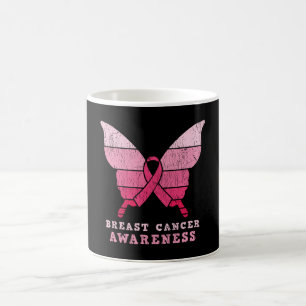 Breast Cancer Awareness Pink Ribbon Butterfly Gift Coffee Mug
