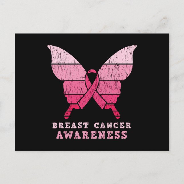 Breast Cancer Awareness Pink Ribbon Butterfly Gift Postcard (Front)