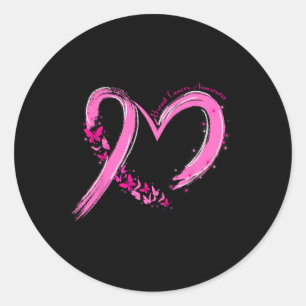 Breast Cancer Awareness Pink Ribbon Butterfly Supp Classic Round Sticker