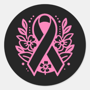 Breast Cancer Awareness Pink Ribbon Classic Round Sticker