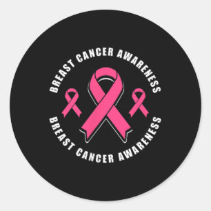 Breast Cancer Awareness Pink Ribbon Classic Round Sticker