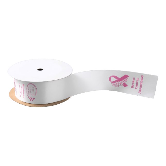 Breast Cancer Awareness Pink Ribbon Corporate Logo Satin Ribbon (Spool)