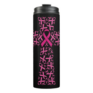 Breast Cancer Awareness Pink Ribbon Cross  Thermal Tumbler