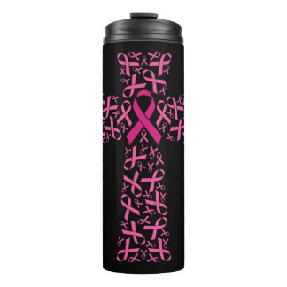 Breast Cancer Awareness Pink Ribbon Cross Thermal Tumbler