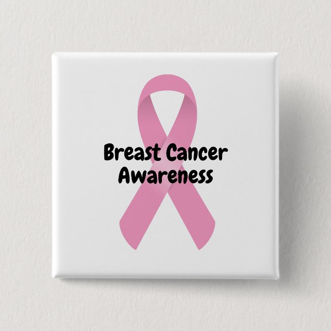 Breast cancer Awareness Pink Ribbon Custom Message 15 Cm Square Badge (Front)