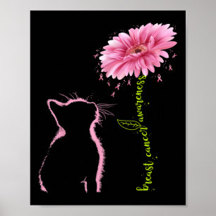 Breast Cancer Awareness Pink Ribbon Daisy Flower C Poster