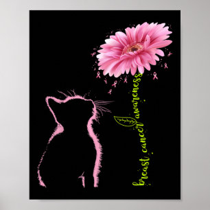 Breast Cancer Awareness Pink Ribbon Daisy Flower C Poster