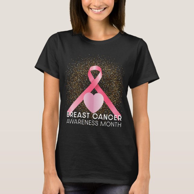 Breast Cancer Awareness Pink Ribbon Design T-Shirt (Front)