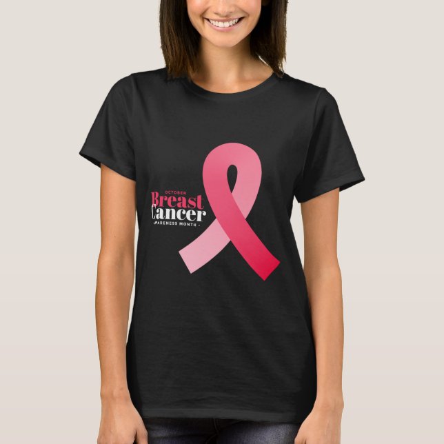 Breast Cancer Awareness Pink Ribbon Design T-Shirt (Front)