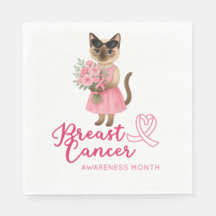 Breast Cancer Awareness Pink ribbon florist themed Napkin