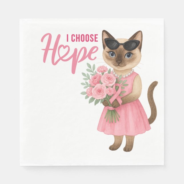 Breast Cancer Awareness Pink ribbon florist themed Napkin (Front)