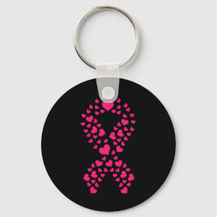Breast Cancer Awareness Pink Ribbon Heart Key Ring