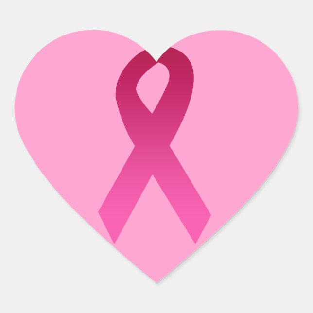 Breast cancer awareness pink ribbon heart sticker (Front)