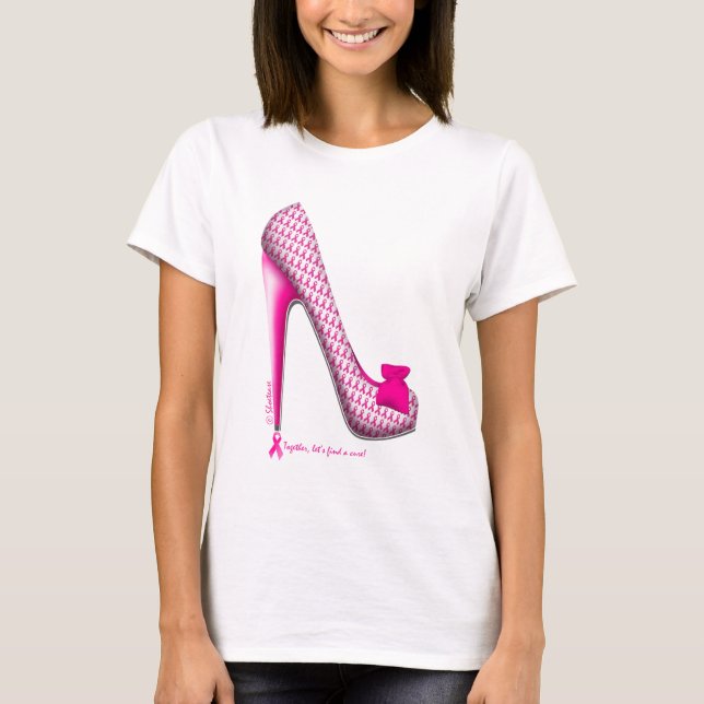 Breast Cancer Awareness Pink Ribbon Heel T-Shirt (Front)