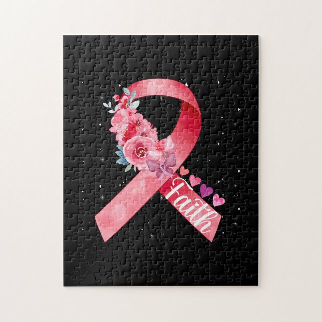 Breast Cancer Awareness Pink Ribbon Jigsaw Puzzle (Vertical)