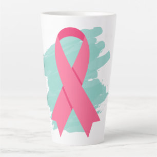Breast Cancer Awareness Pink Ribbon Logo Latte Mug