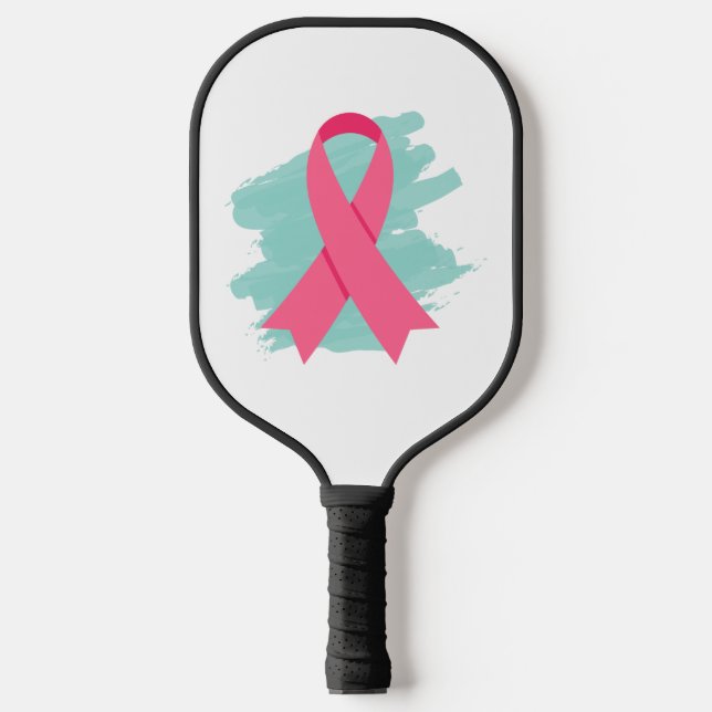 Breast Cancer Awareness Pink Ribbon Logo Pickleball Paddle (Front)