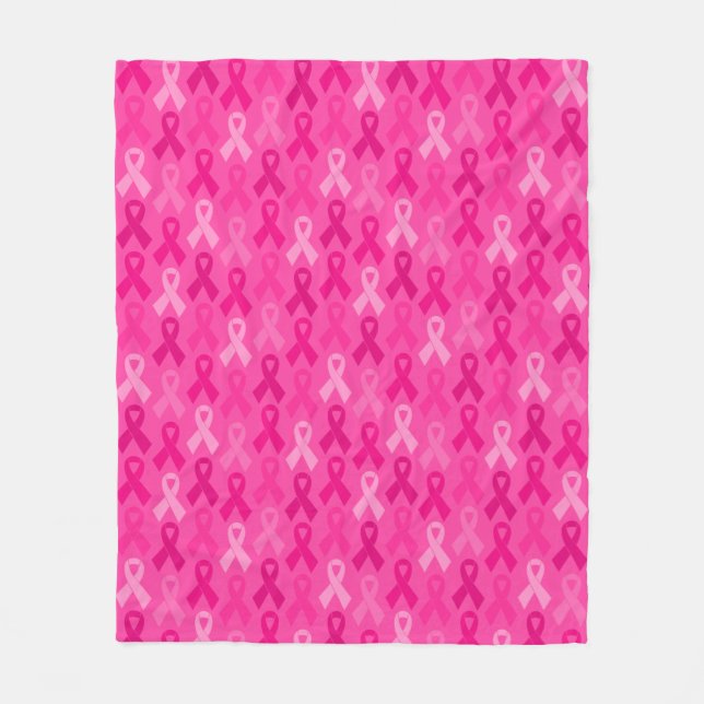 Breast Cancer Awareness Pink Ribbon Pattern Fleece Blanket (Front)