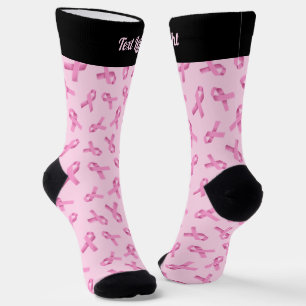 Breast Cancer Awareness Pink Ribbon Pattern Socks