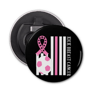 Breast Cancer Awareness Pink Ribbon Pin Button Bottle Opener