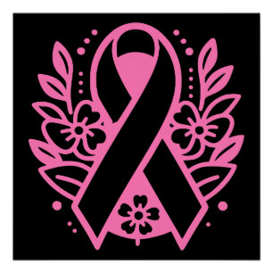 Breast Cancer Awareness Pink Ribbon Poster