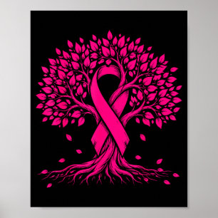 Breast cancer awareness pink ribbon roots of life poster