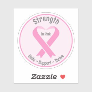 Breast Cancer Awareness Pink Ribbon Round Sticker