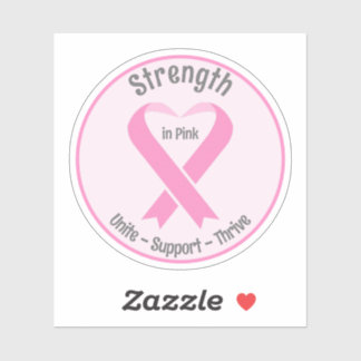 Breast Cancer Awareness Pink Ribbon Round Sticker