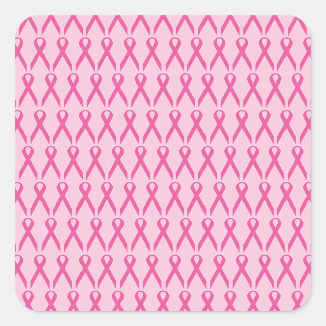 Breast Cancer Awareness Pink Ribbon Square Sticker (Front)