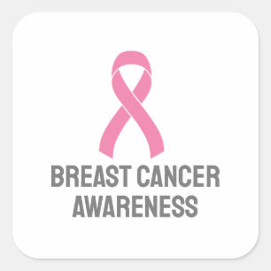 Breast Cancer Awareness Pink Ribbon Square Sticker