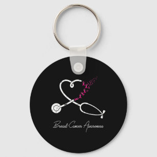 Breast Cancer Awareness Pink Ribbon Stethoscope He Key Ring