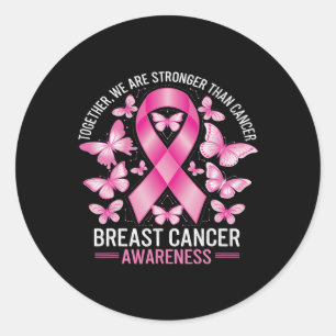 Breast Cancer Awareness Pink Ribbon Stronger Than Classic Round Sticker
