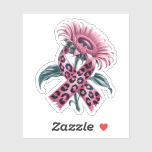 Breast Cancer Awareness Pink Ribbon Sunflower Art