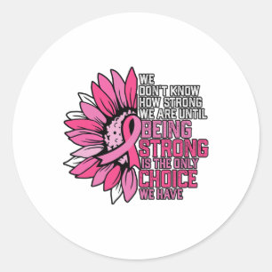 Breast Cancer Awareness Pink Ribbon Sunflower Classic Round Sticker