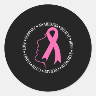 Breast Cancer Awareness Pink Ribbon Support Squad Classic Round Sticker