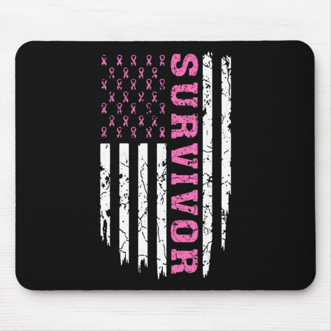 Breast Cancer Awareness Pink Ribbon Survivor Ameri Mouse Pad (Front)